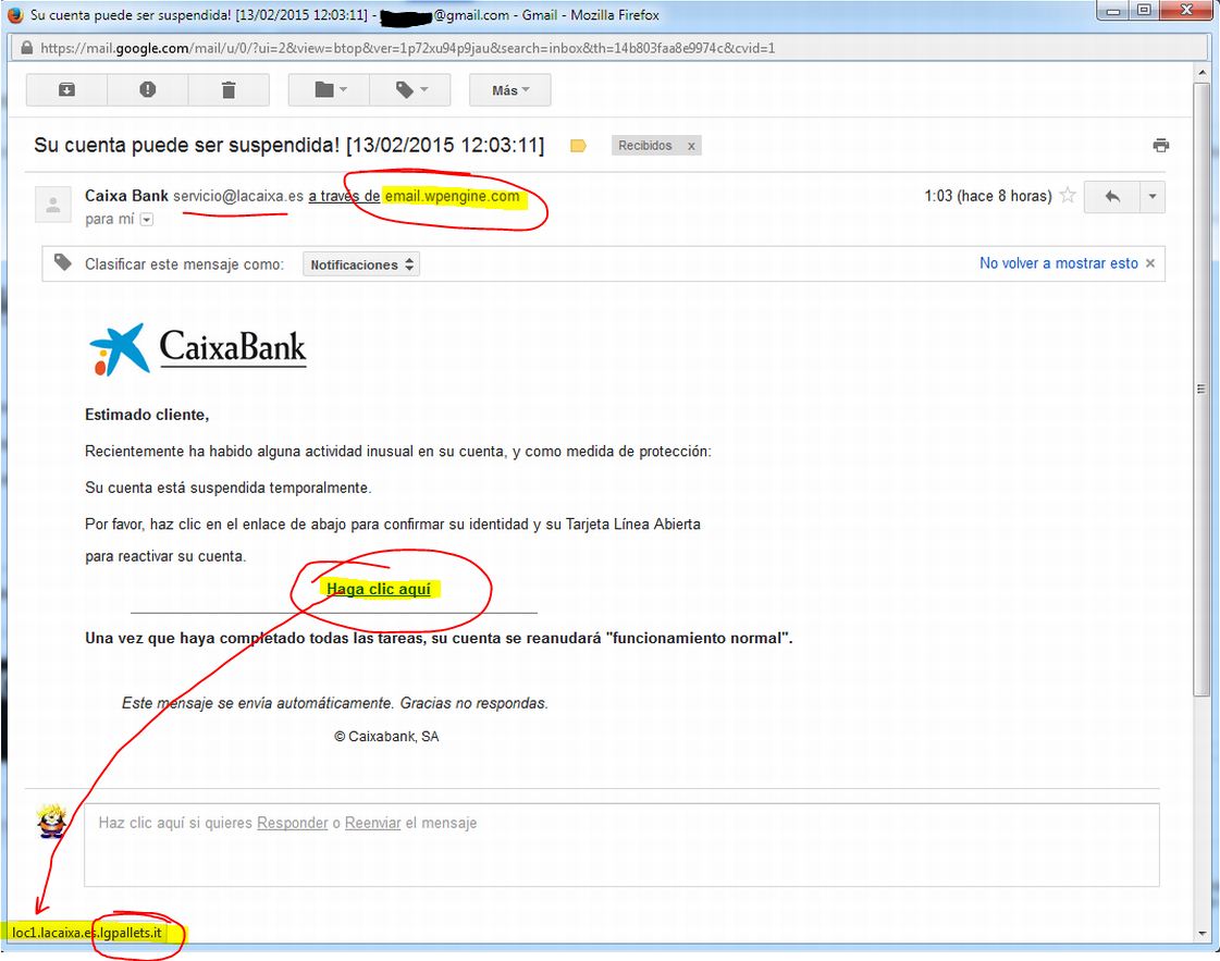 phishing caixabank correo