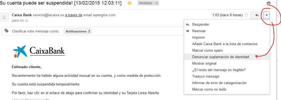 phishing la caixa denunciar